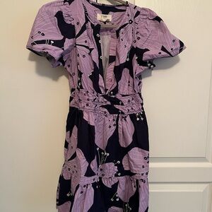 Anthropologie Lavender and Navy Patterned Dress